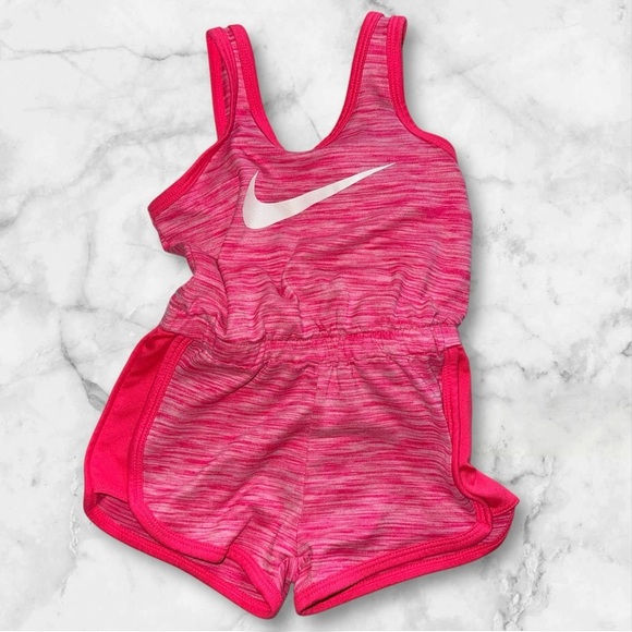 Nike Other - Nike Girl’s Pink Romper Tank Top Shorts Jumpsuit One Piece Pink Dri-Fit 24m